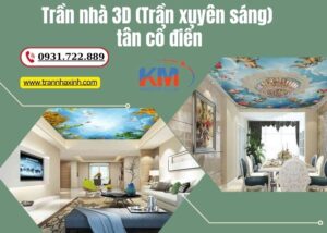 Trần nhà 3D (Trần xuyên sáng) tân cổ điển