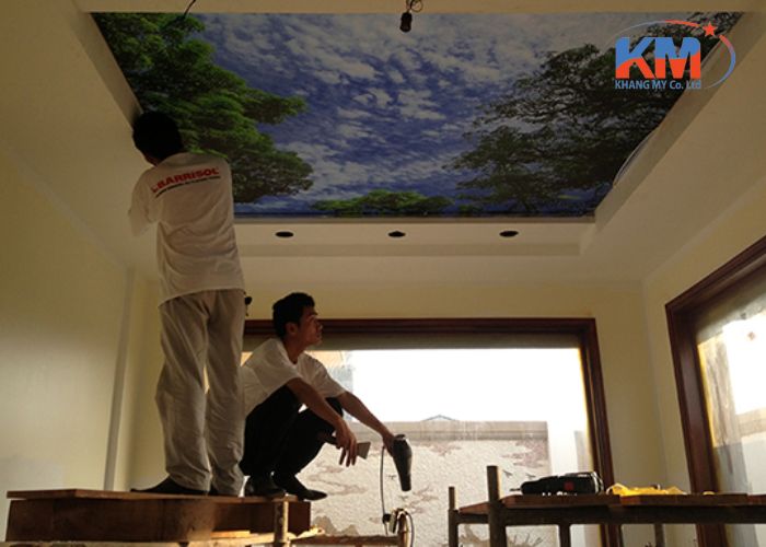 Thi công trần in họa tiết xuyên sáng (2) Thi công trần in họa tiết xuyên sáng (2)