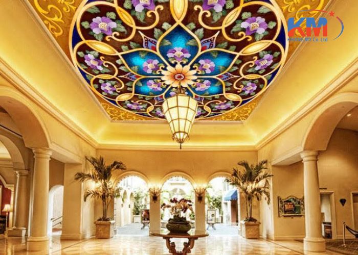 Trần xuyên sáng in hoa văn cổ điển (3) Trần xuyên sáng in hoa văn cổ điển (3)