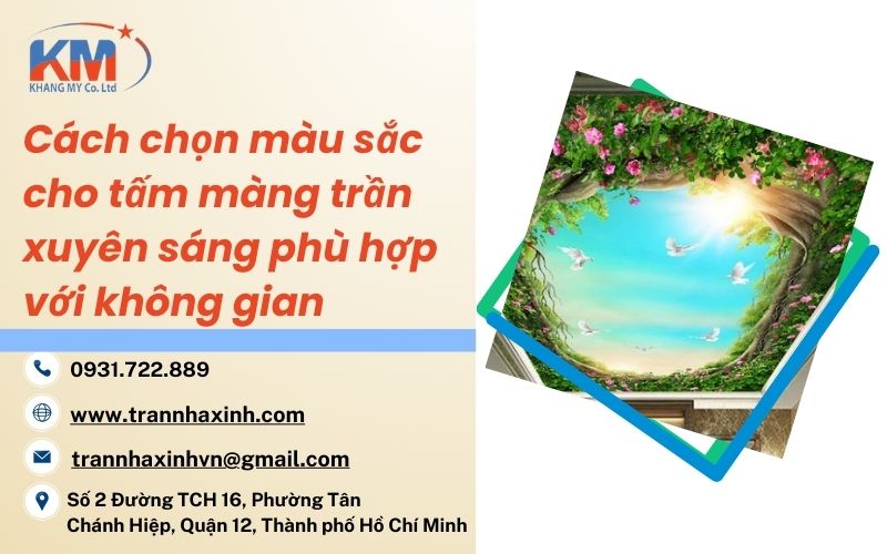 chọn màu sắc cho tấm màng trần xuyên sáng