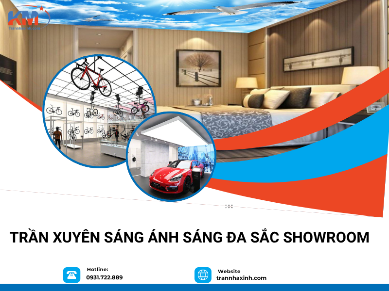 Trần xuyên sáng ánh sáng đa sắc showroom