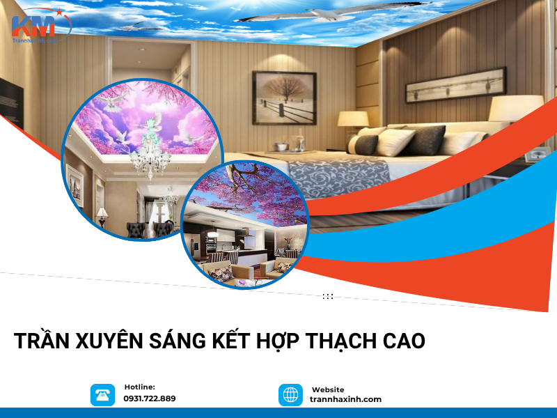 Trần xuyên sáng kết hợp thạch cao